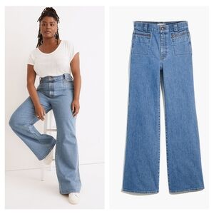 Madewell 11" High-Rise Flare Jeans in Easley Wash Zip-Pocket Edition size 31